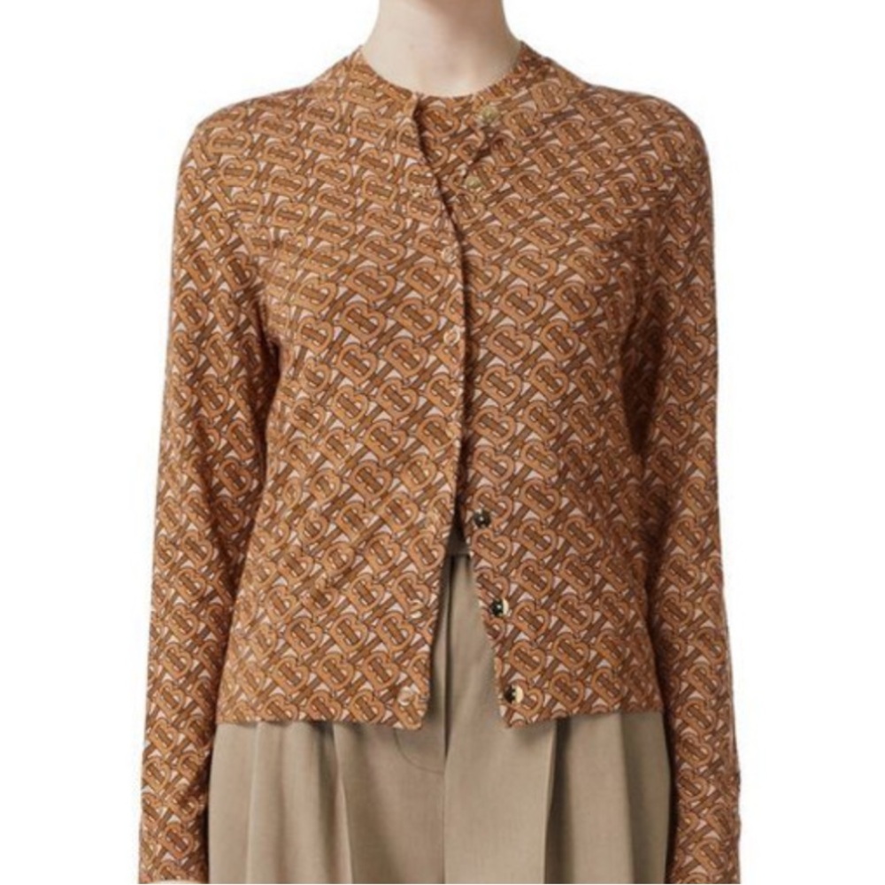 BURBERRY Monogram print merino wool cardigan